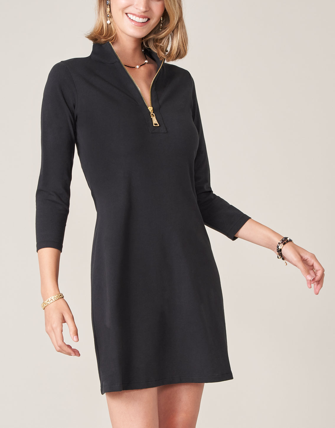  Nora Half-Zip Dress Black