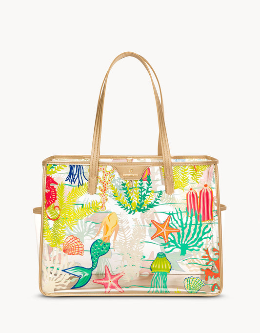  Golden Mermaid Clear Beach Tote