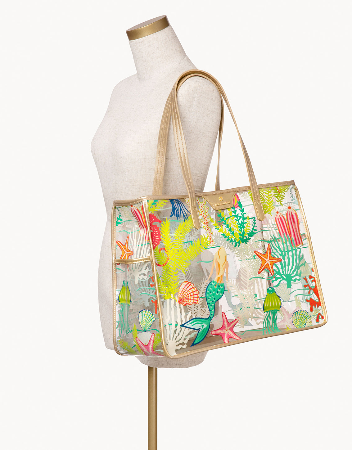  Golden Mermaid Clear Beach Tote