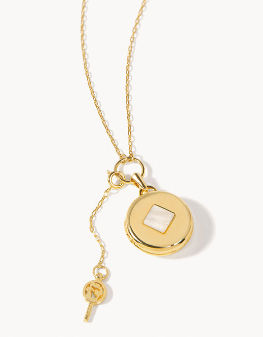  Round Locket Slide Necklace 28" Pearlescent Diamond