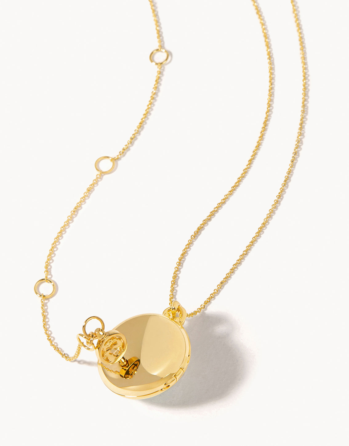  Round Locket Slide Necklace 28" Pearlescent Diamond