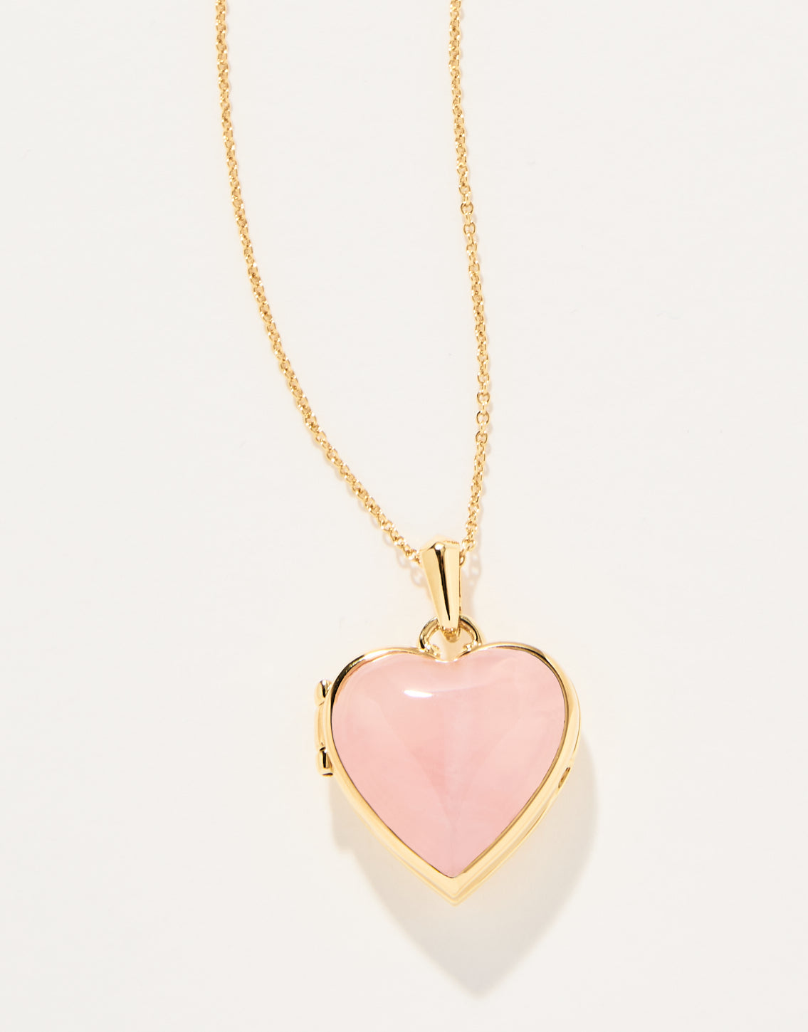  Classic Heart Locket Necklace Rose Quartz