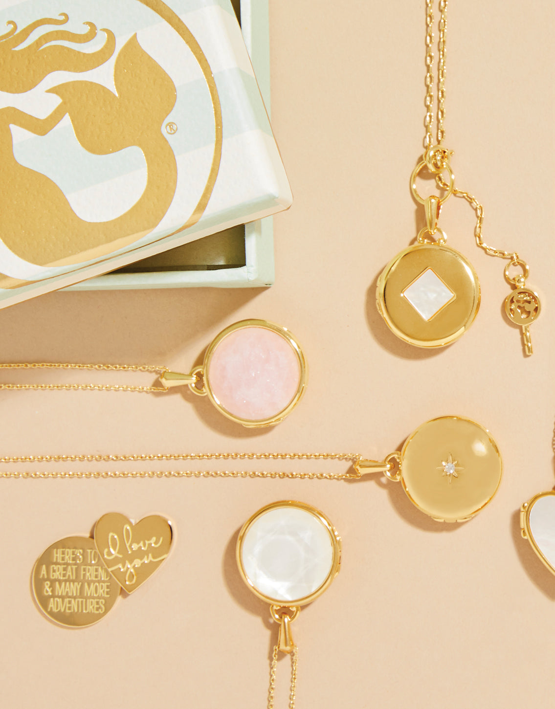  Classic Heart Locket Necklace Rose Quartz