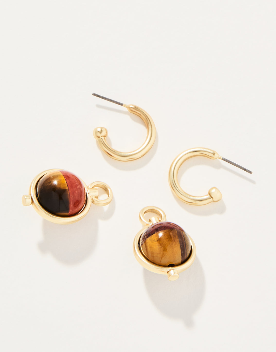  Noble Drop Hoop Earrings Natural Stone