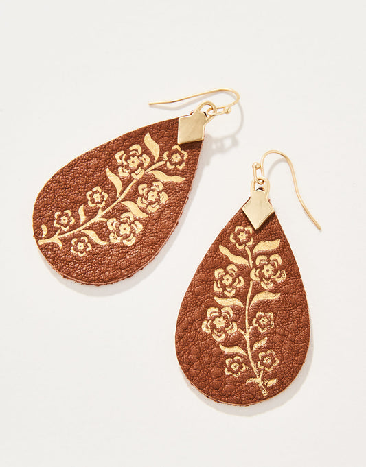  Petite Fleur Leather Earrings Brown