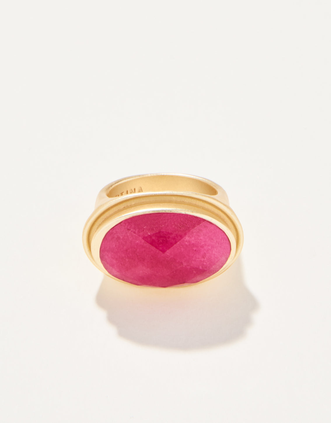  Oval Stone Ring Pink