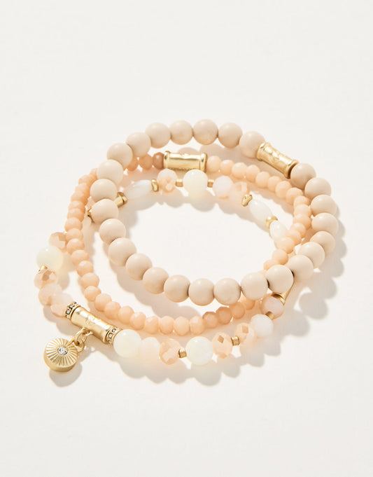  Sparkle Stretch Bracelet Set Cream
