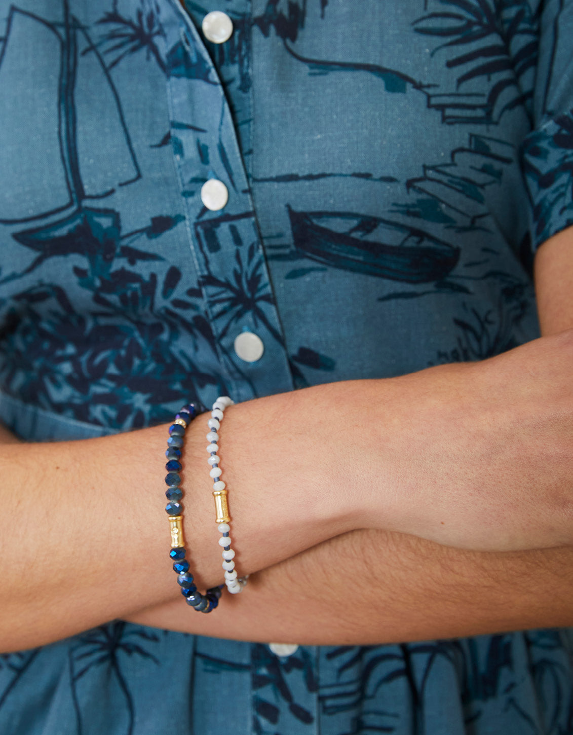  Sparkle Stretch Bracelet Set Blue