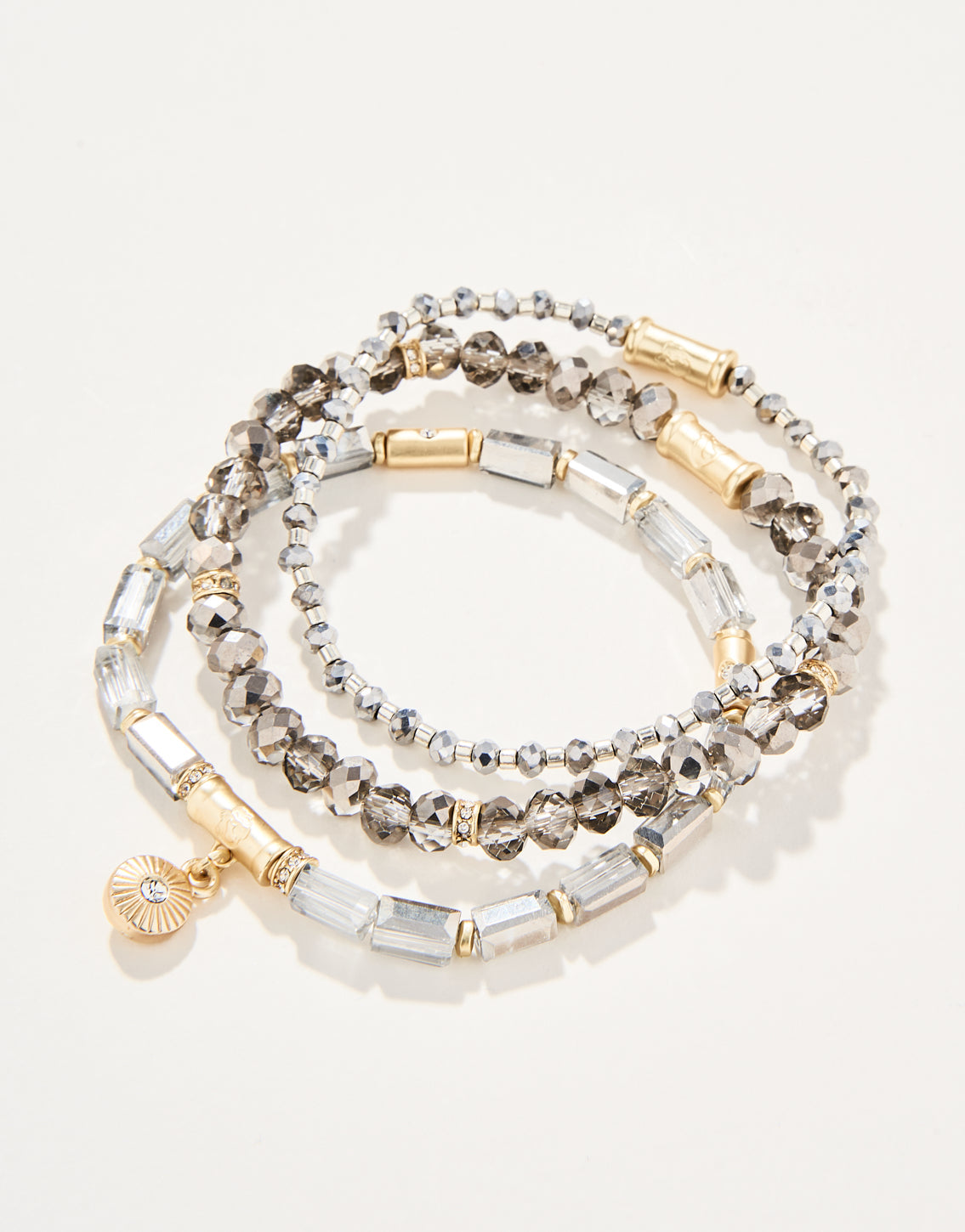  Sparkle Stretch Bracelet Set Silver