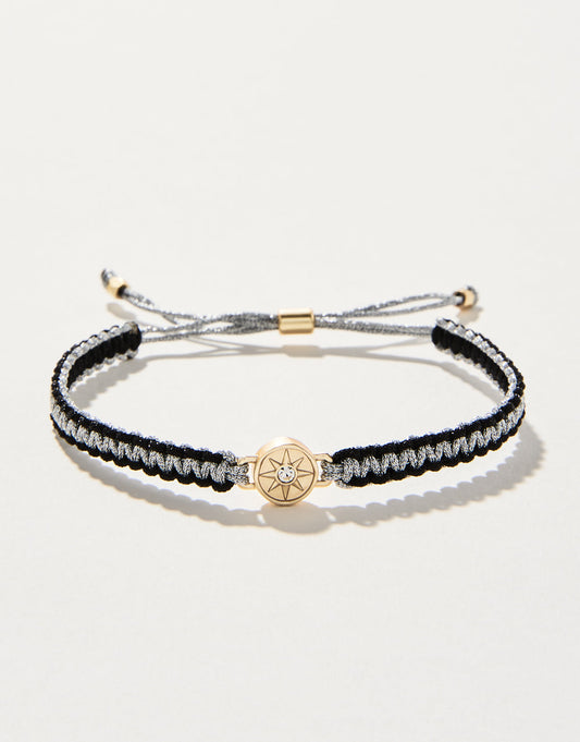  Friendship Bracelet Metallic Black Silver/Star