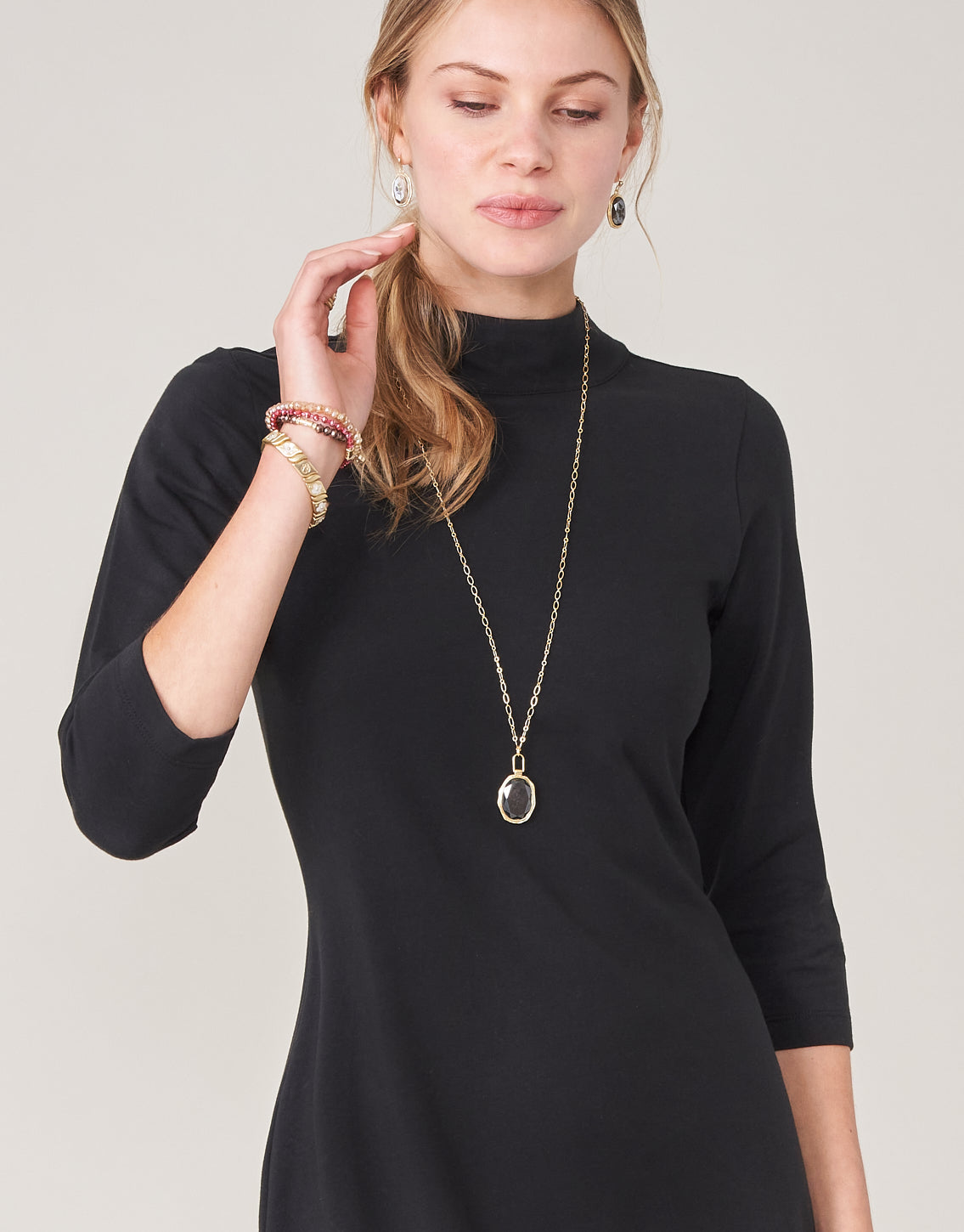  Naomi Mockneck Dress Black