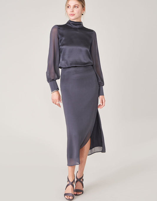  Briella Silk Skirt Deep Slate