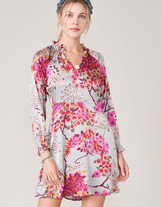  Melina Silk Dress White Hall Limestone Blossom