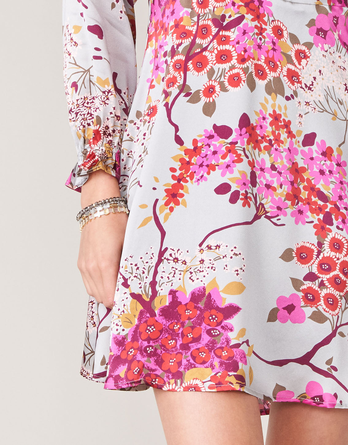  Melina Silk Dress White Hall Limestone Blossom