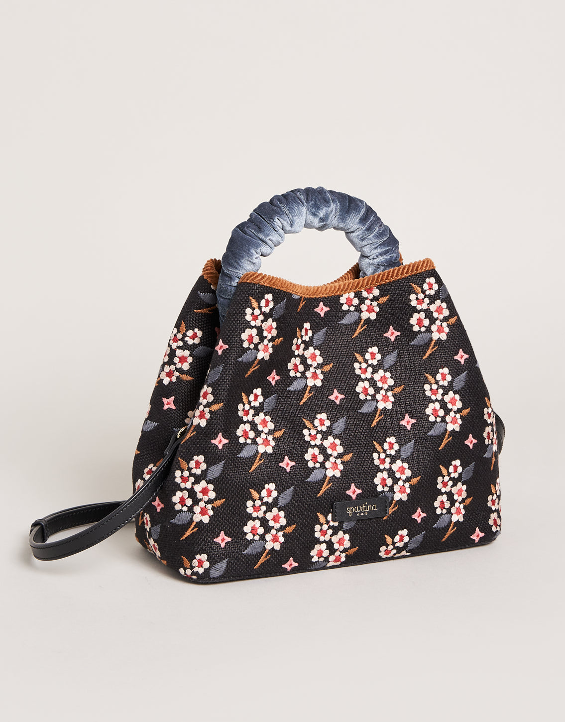 Top Handle Bucket White Hall Blossom Sprig Black