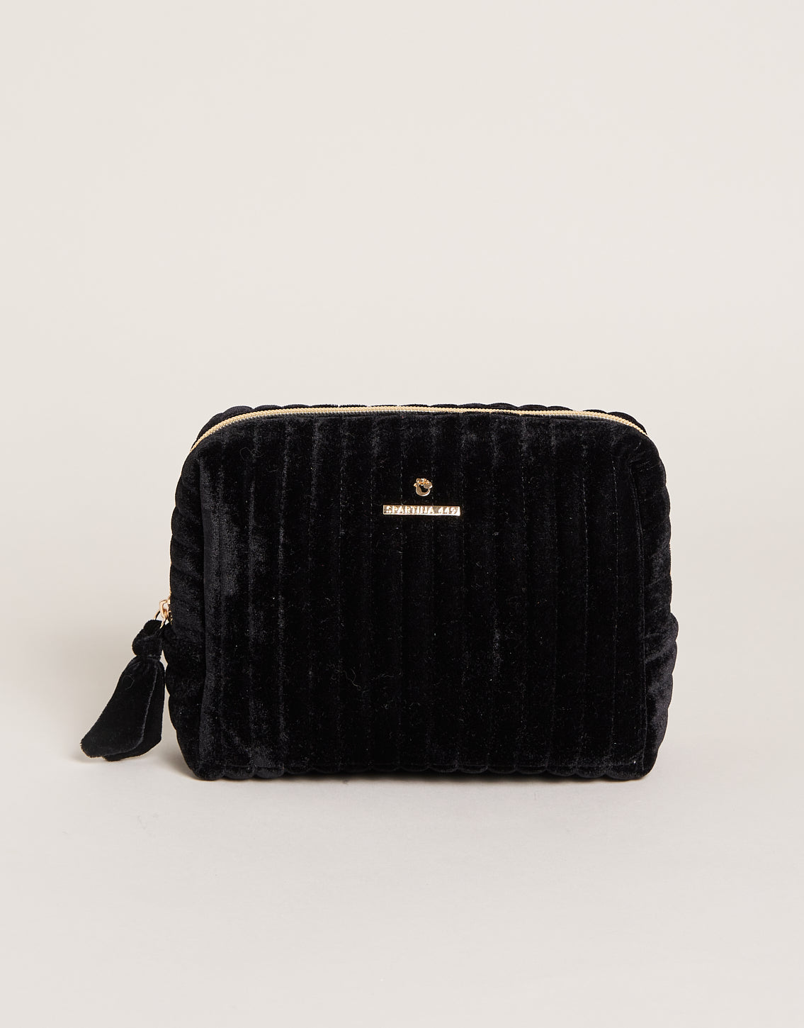  Velvet Quilted Cosmetic Bag Black