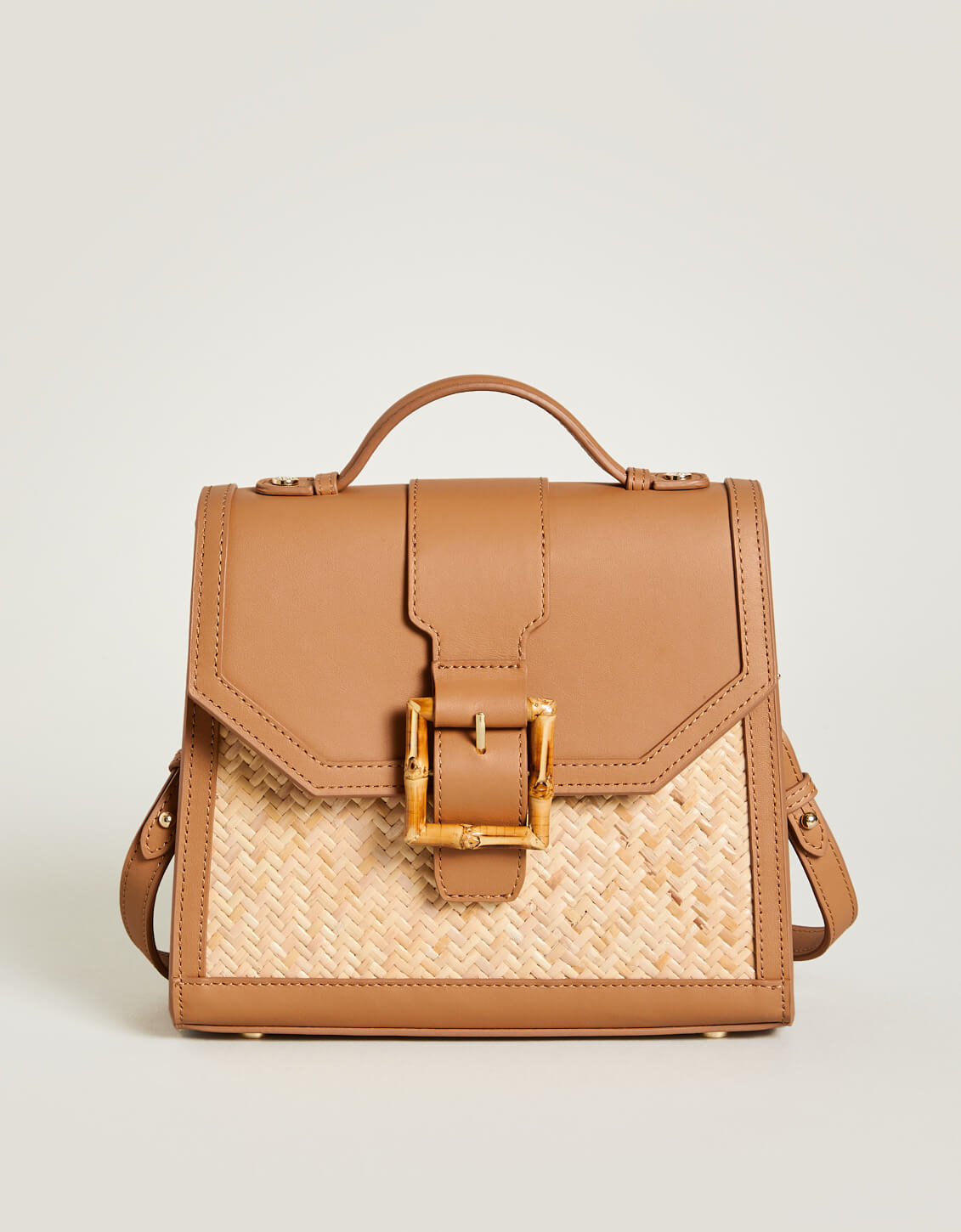 Rattan Beatrice Satchel Crossbody Caramel