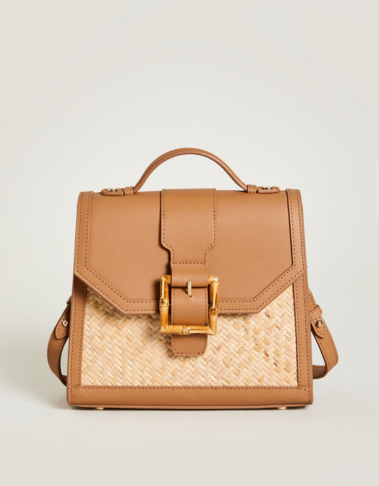  Rattan Beatrice Satchel Crossbody Caramel