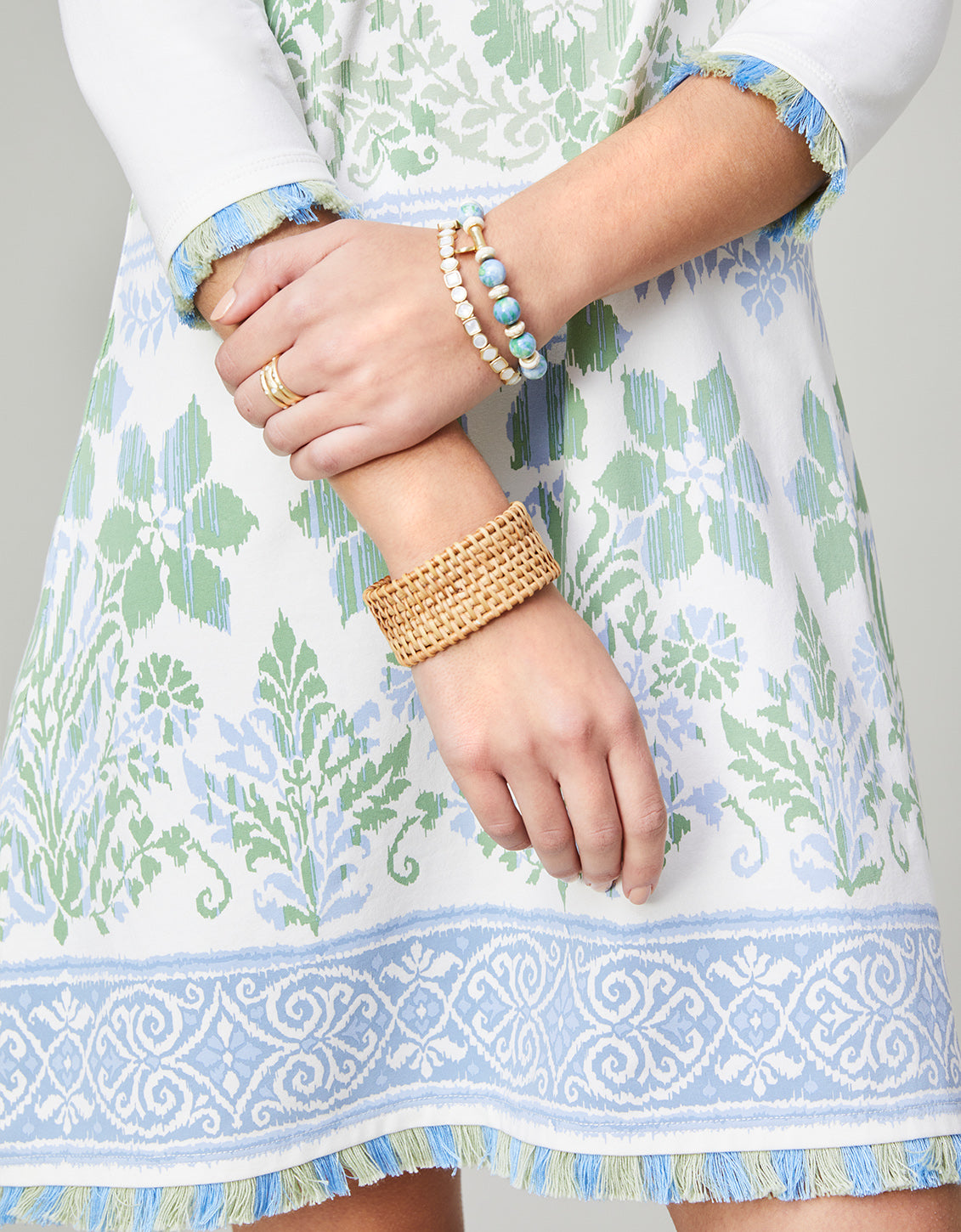  Island Fringe Dress Peeples Song Floral Border