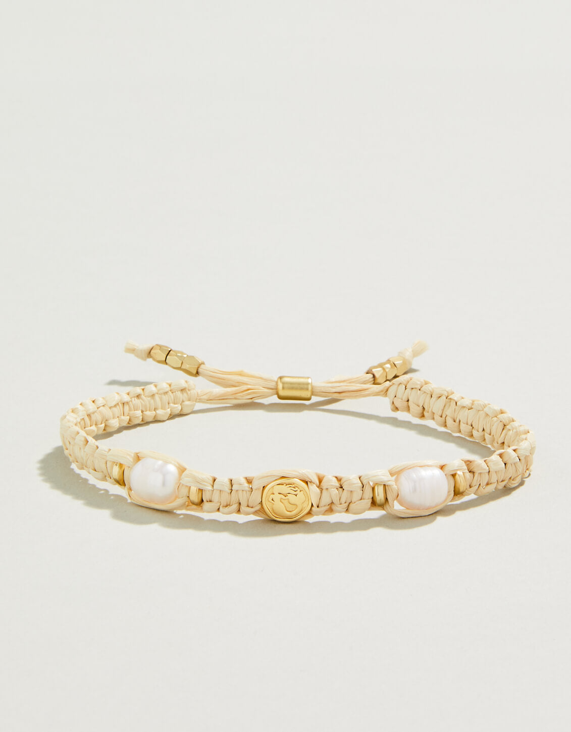  Straw Slide Bracelet Natural/Pearl