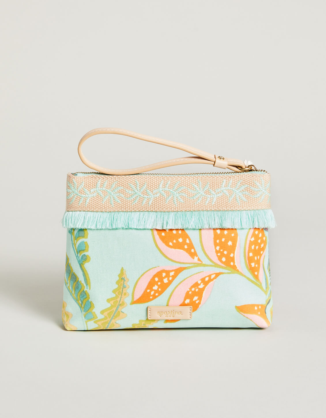  Carina Wristlet Queenie Tropical Floral Sea Foam
