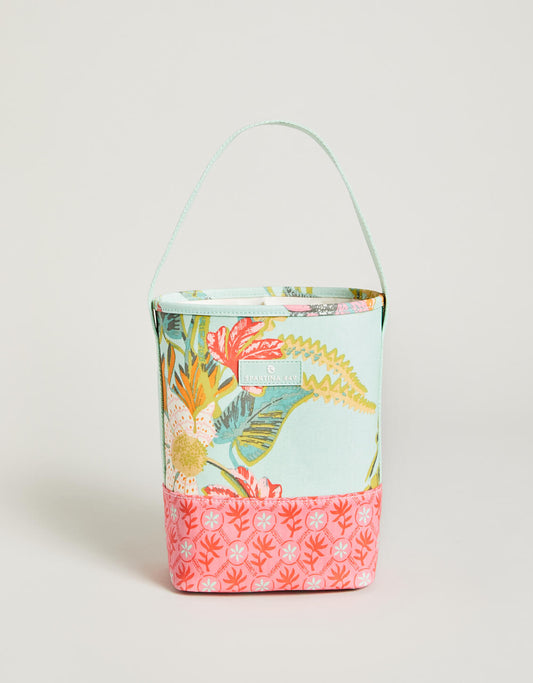  Double Wine Caddy Queenie Tropical Floral Sea Foam