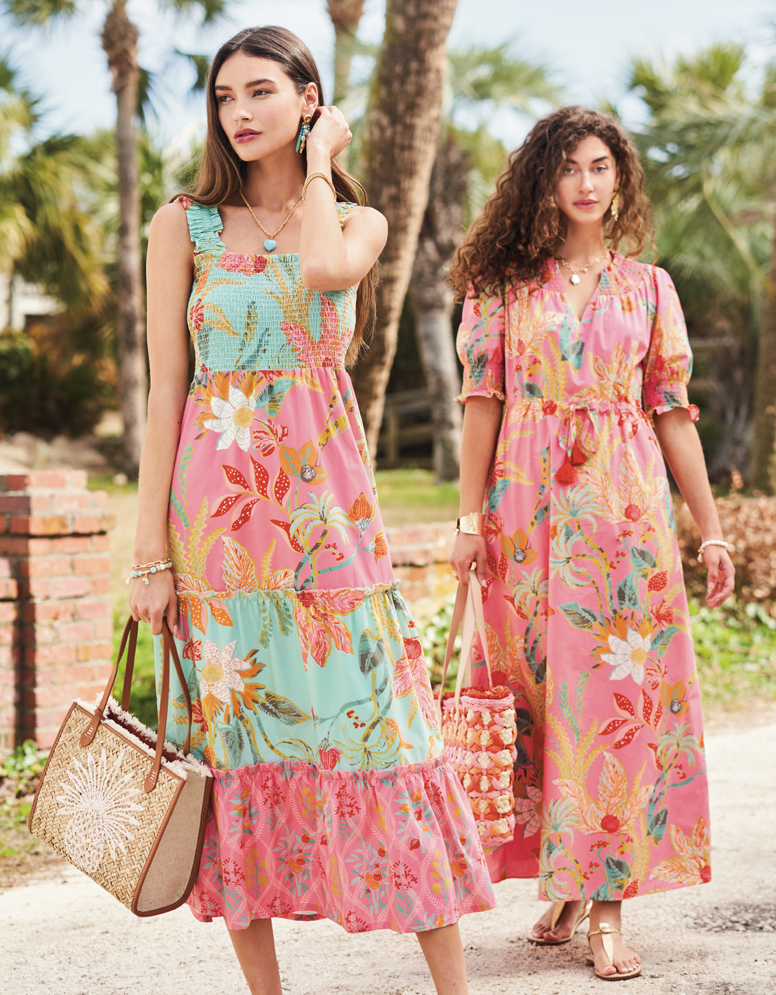  Leanne Maxi Dress Queenie Tropical Floral Pink