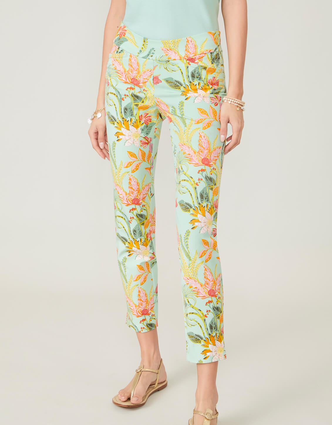  Maren Pull-On Pant Queenie Tropical Floral Sea Foam