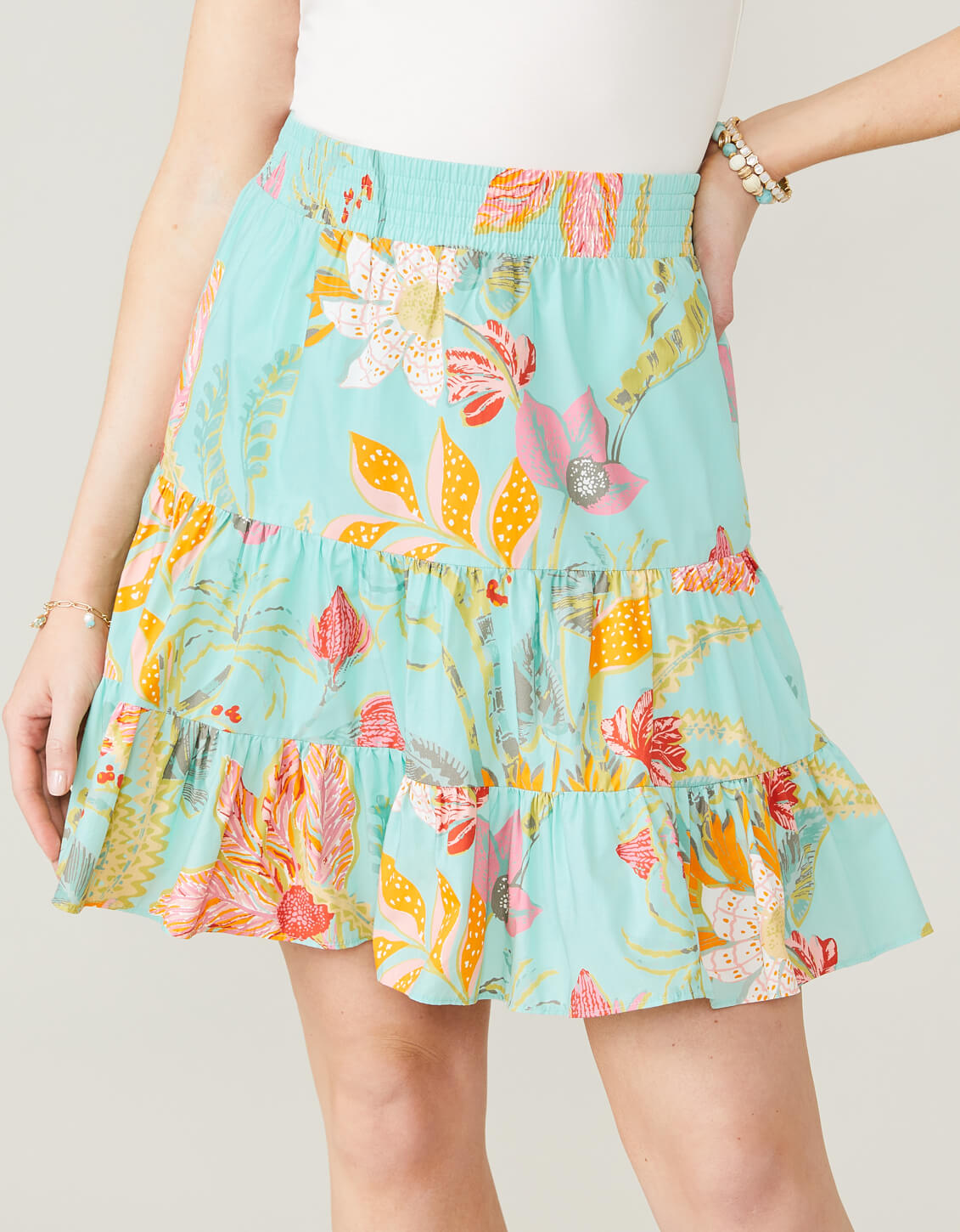  Natalia Skirt Queenie Tropical Floral Sea Foam