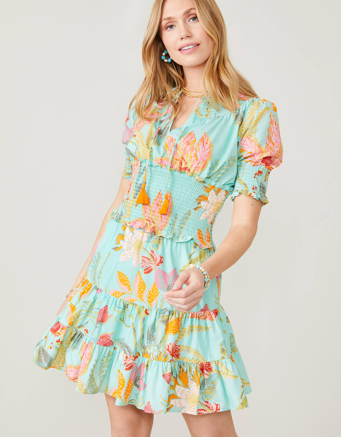  Natalia Skirt Queenie Tropical Floral Sea Foam