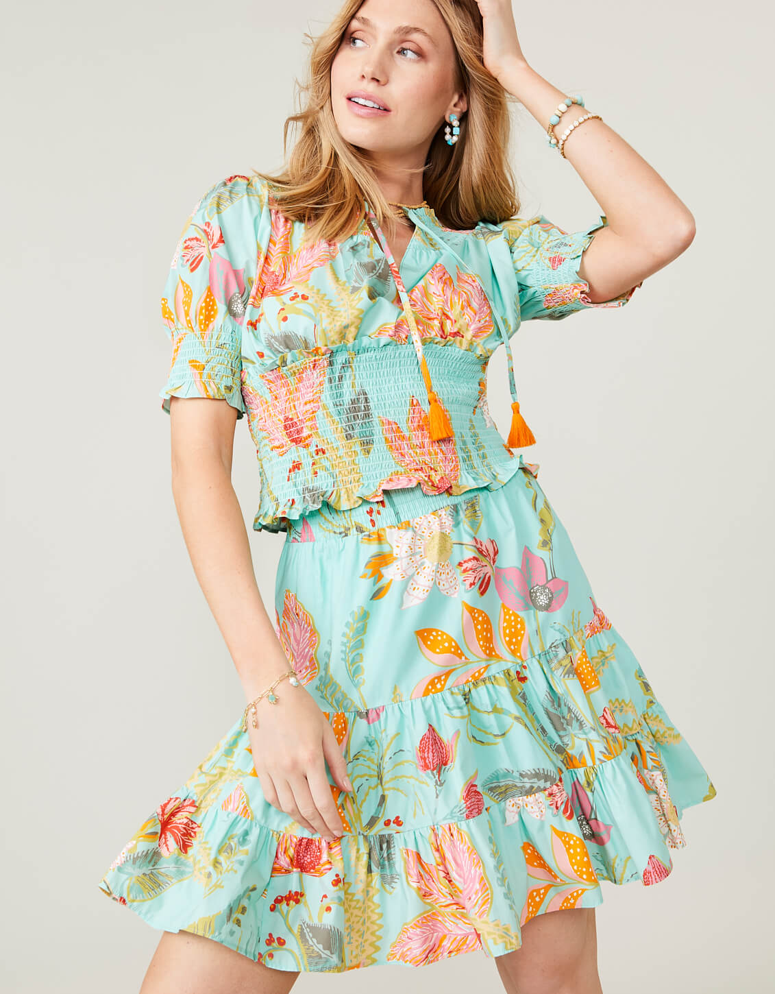  Natalia Skirt Queenie Tropical Floral Sea Foam