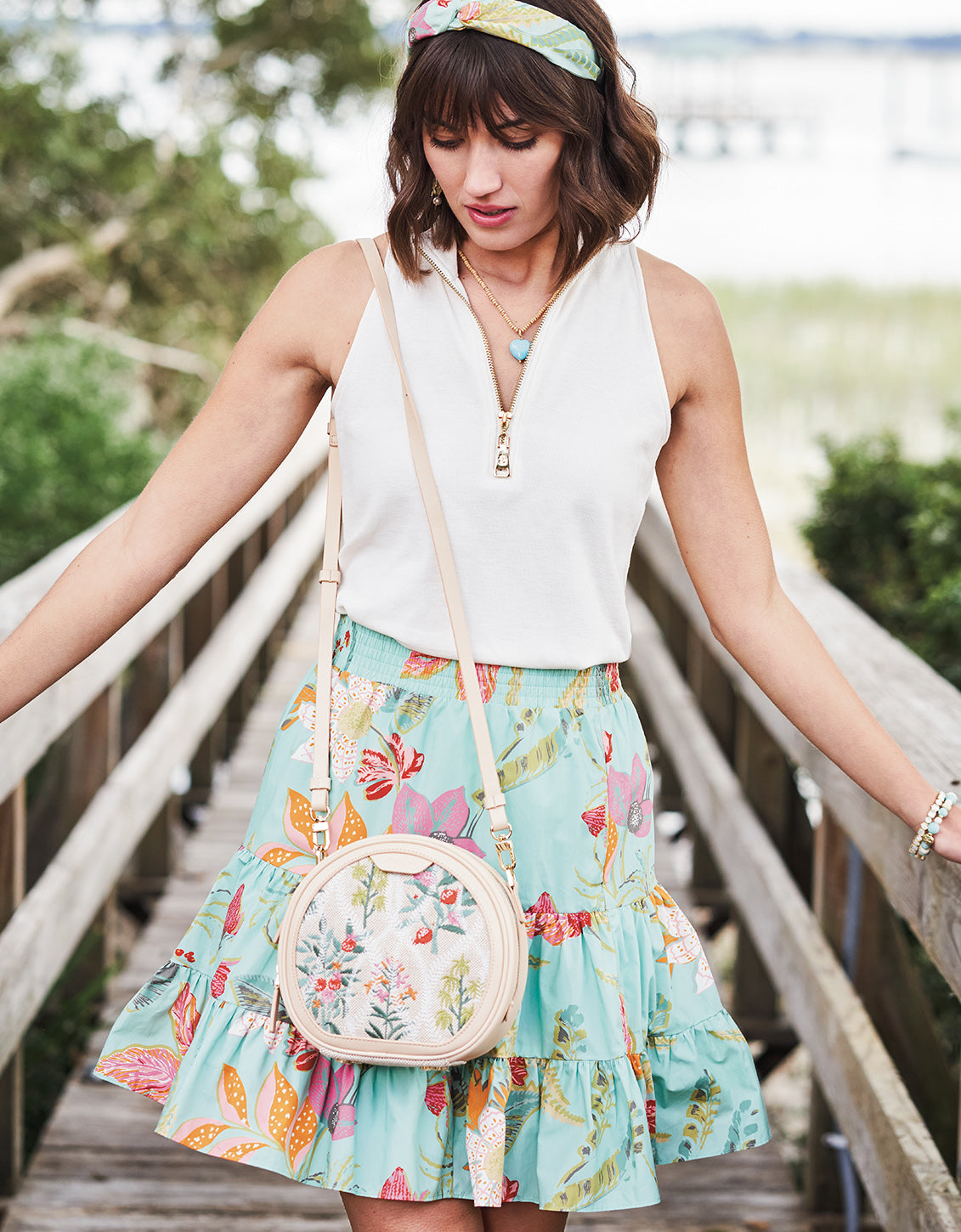  Natalia Skirt Queenie Tropical Floral Sea Foam
