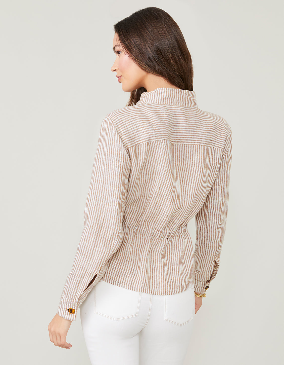 Dani Linen Jacket Toasted Coconut Stripe