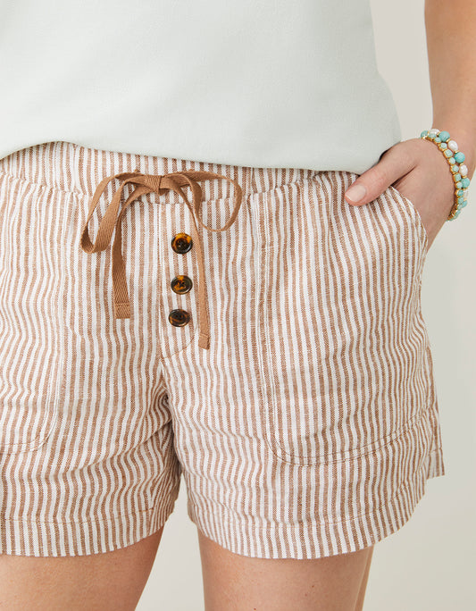  Winnie Linen Short Toasted Coconut Stripe