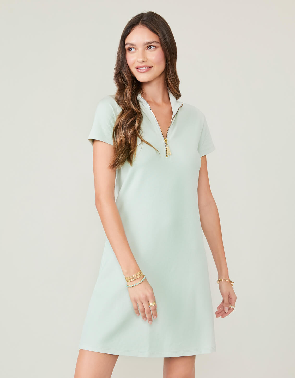  Short Sleeve Serena Pique Dress Sky Teal