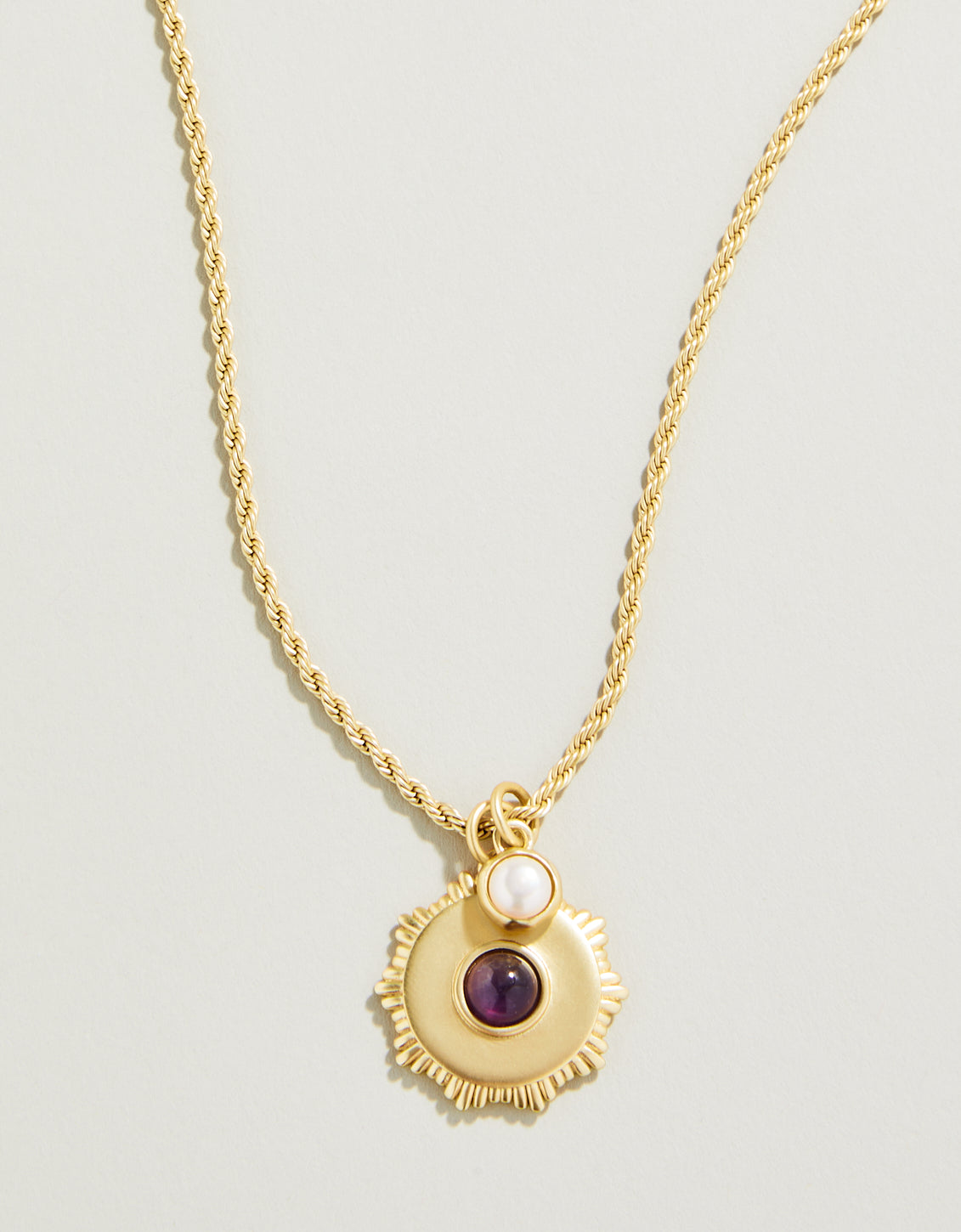  Medallion Necklace 18" Amethyst