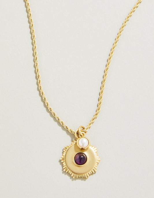  Medallion Necklace 18" Amethyst