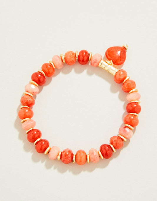  Stone Stretch Bracelet 8mm Red/Heart