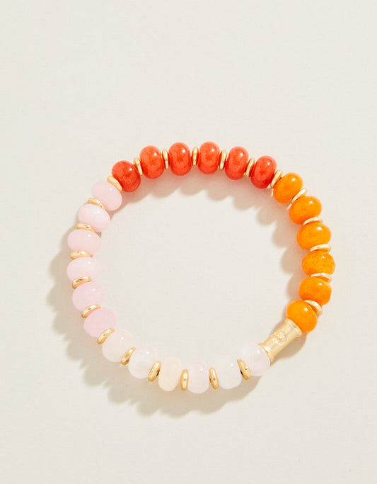  Stone Stretch Bracelet 8mm Pink/Orange