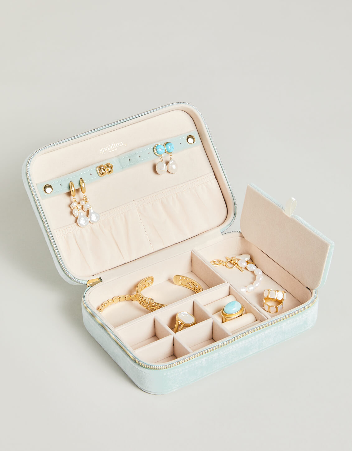  XL Jewelry Travel Case Sea Foam Velvet