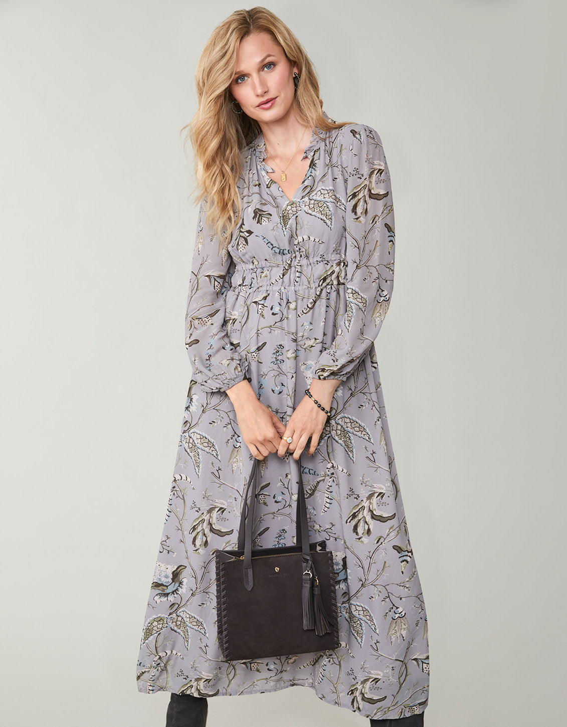  Adrianna Midi Dress Maritime Forest Chintz Gray