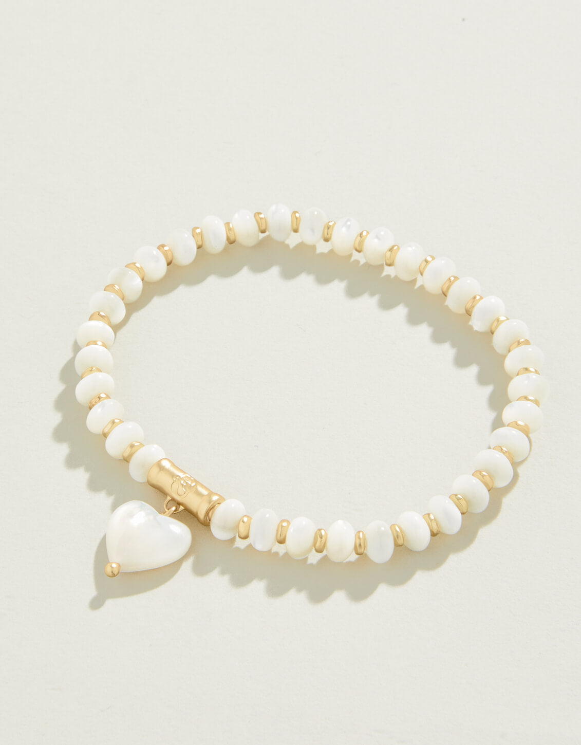  Stretch Bracelet 6mm Mother-of-Pearl/Heart