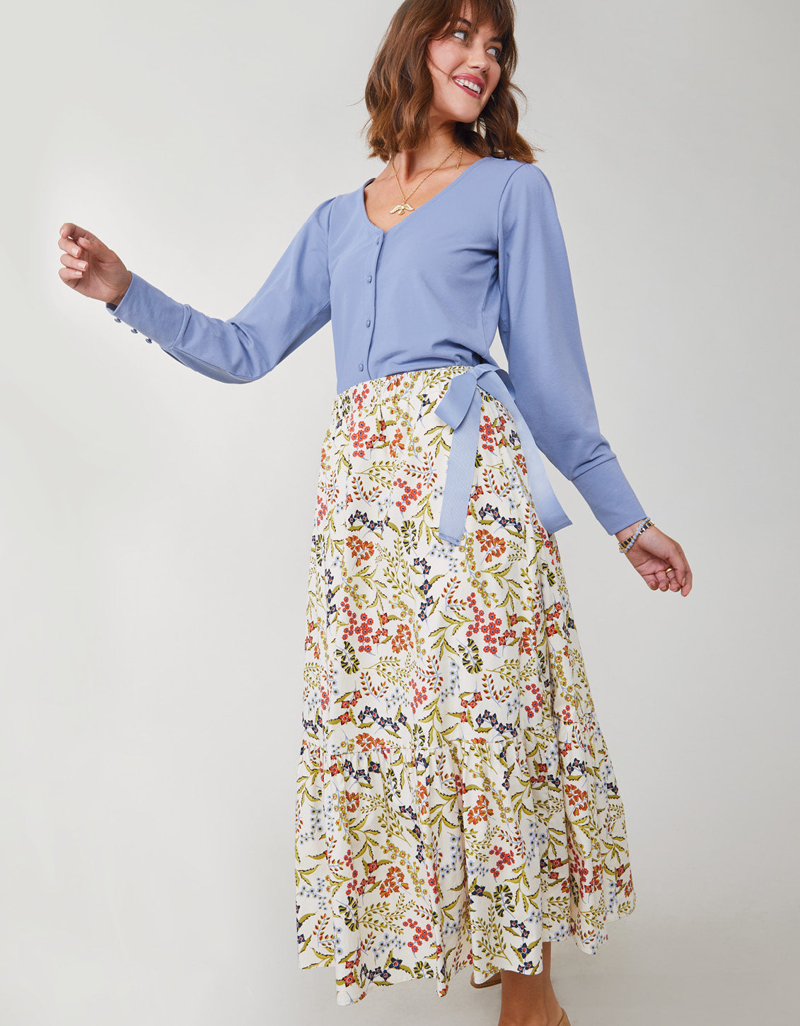  Adaleigh Skirt Marsh Boardwalk Floral Sprigs