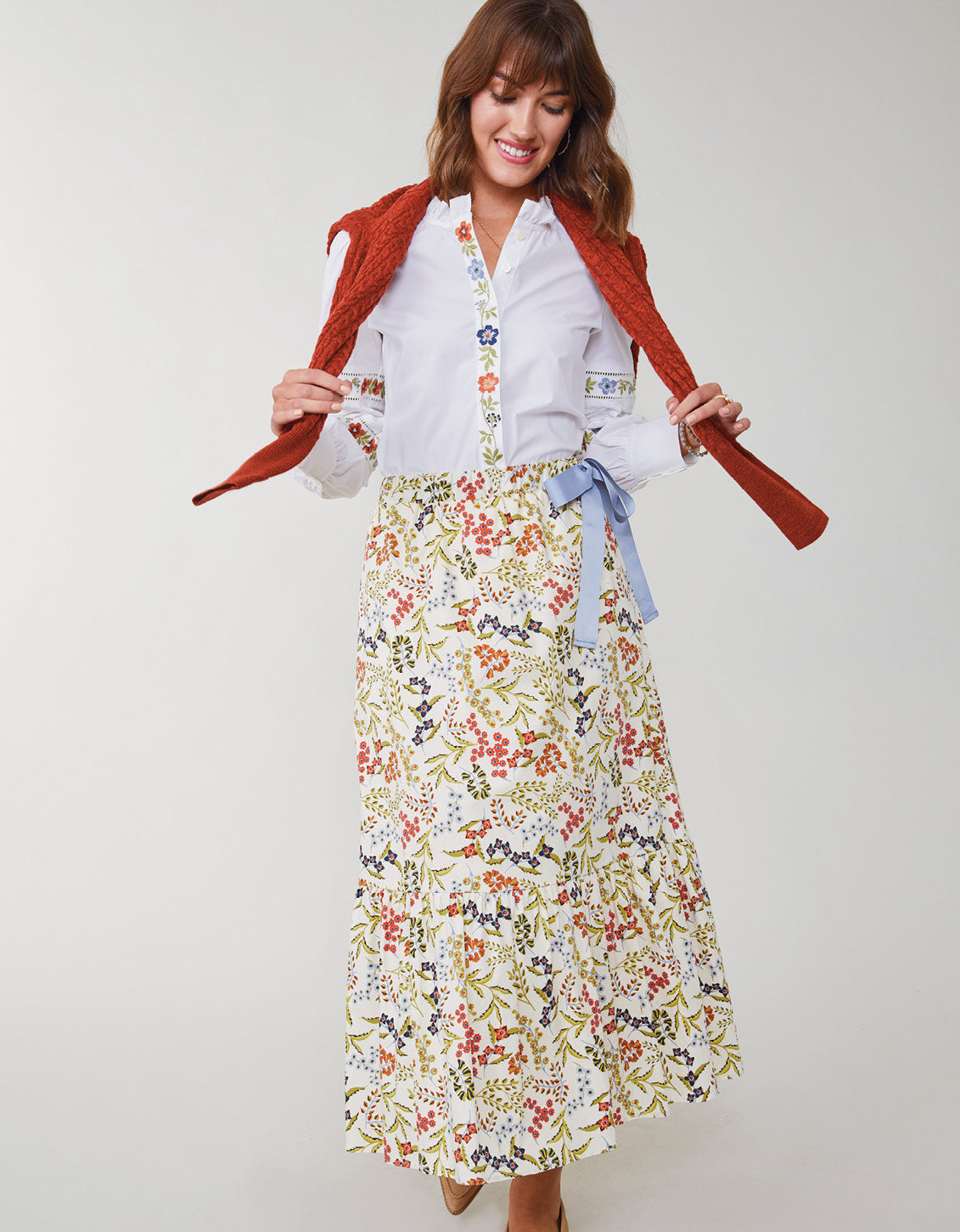  Adaleigh Skirt Marsh Boardwalk Floral Sprigs
