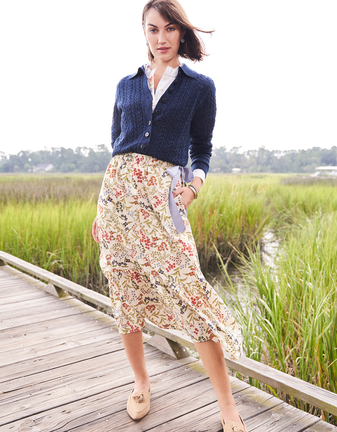  Adaleigh Skirt Marsh Boardwalk Floral Sprigs