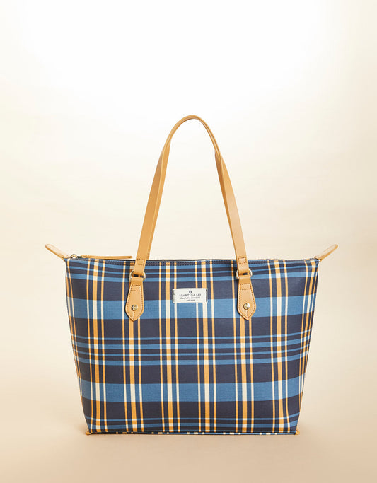 Zip Travel Tote Kalalanta Plaid Navy