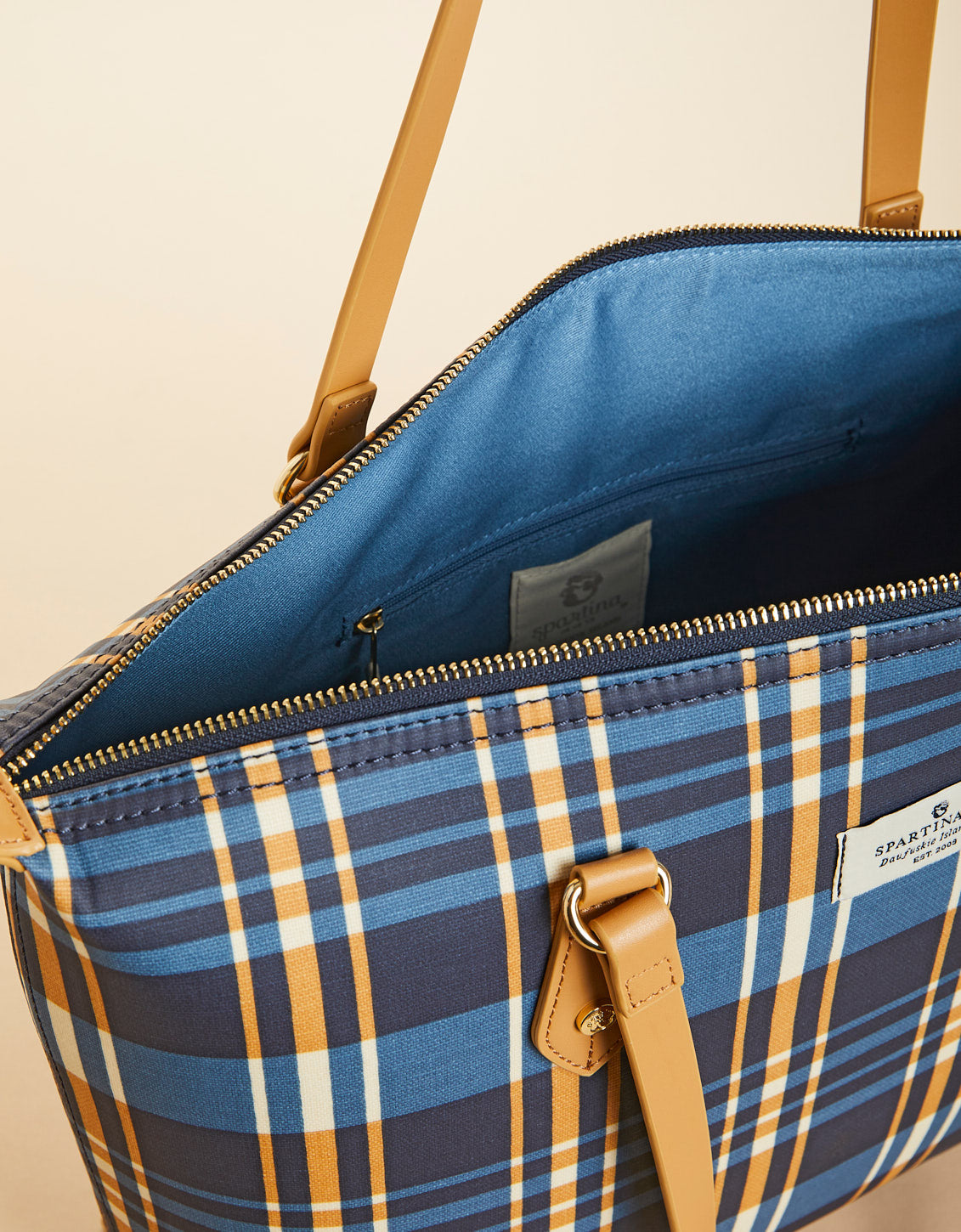  Zip Travel Tote Kalalanta Plaid Navy