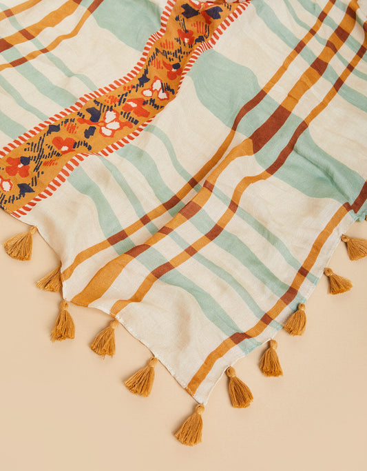  Square Scarf Kalalanta Plaid Cream