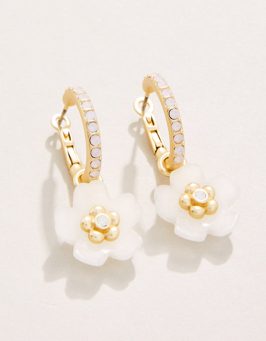  Yarrow Flower Earrings White Opal