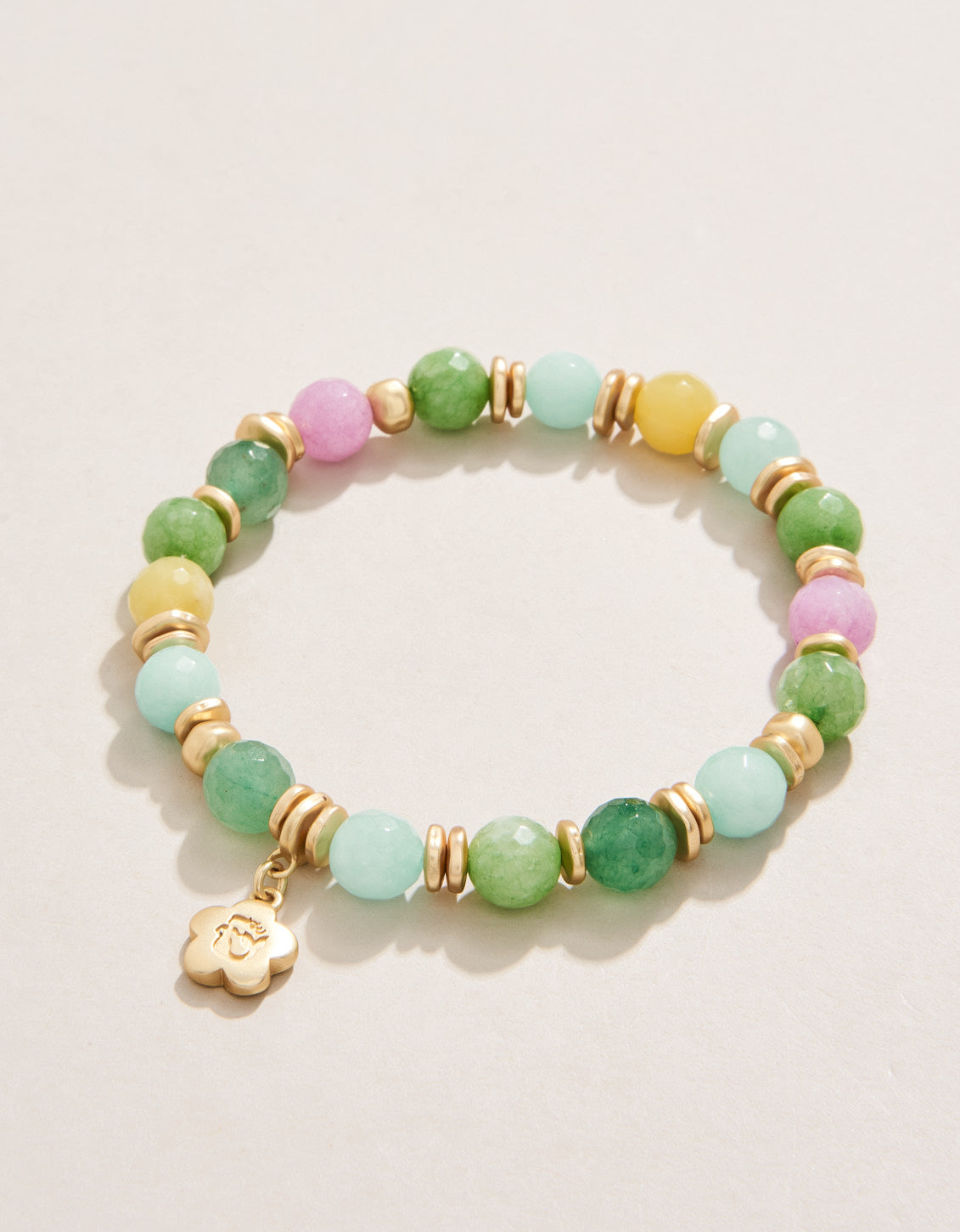  Briolette Stretch Bracelet 8mm Green/Sea Foam